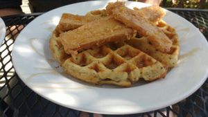 tofu and waffles  at Bean Vegan Cuisine in Asheville