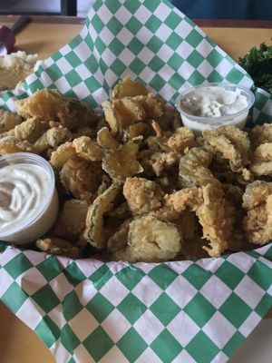Fried yummy pickles.  at Bean Vegan Cuisine in Asheville