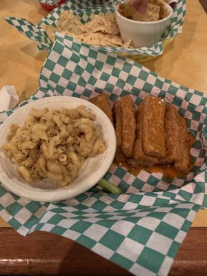 Mac and Cheese with Fried Buffalo Tofu Fingers at Bean Vegan Cuisine in Asheville