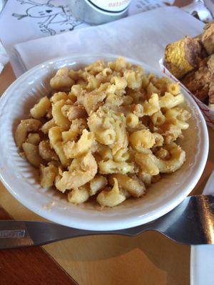 The Mac n cheese was not very appetizing to eat or look at at Bean Vegan Cuisine in Asheville