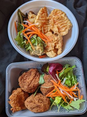 Crispy chicken and tempura veg at Fina's 2 in Fitzroy