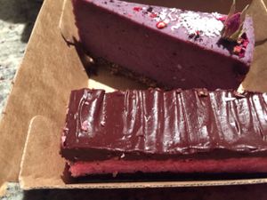 cherry ripe slice and berry cheesecake at Fina's 2 in Fitzroy