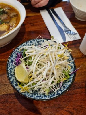 Side to spicy soup at Fina's 2 in Fitzroy