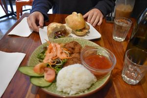 Bahn mi and fried chicken and rice at Fina's 2 in Fitzroy