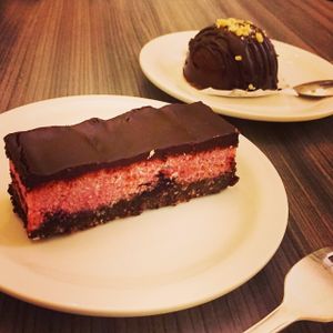 Cherry Ripe slice, and Choc Hazelnut Bliss (by The Conscious Kitchen) at Fina's 2 in Fitzroy