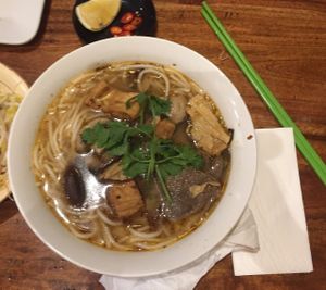 Spicy noodle soup at Fina's 2 in Fitzroy