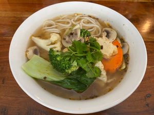 Spicy Noodle Soup (with no mock meat as requested) at Fina's 2 in Fitzroy