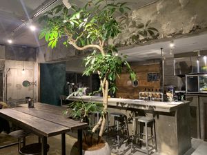 Really cool post infusdrial interior design at Cori in Tokyo
