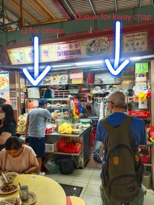 Two different queues at Tian Yi 天一素食 in Northeast Singapore