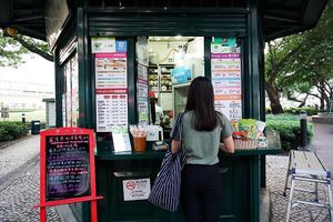 outside at Ting Ting Cafe in Macau