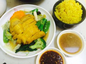 Thai chicken with rice  at Thai Vegan 安泰來泰式素食 in Macau