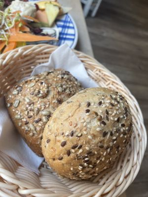 Small breakfast plate with two pieces of bread  at Kaffee Stark in Hamburg