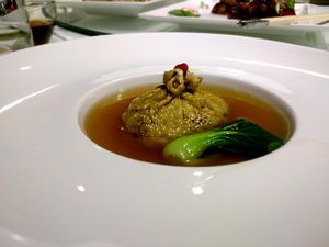 vegetable in soya bag with soup at Belencre Vegan Restaurant in Beijing