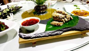 mushroom tempura at Belencre Vegan Restaurant in Beijing