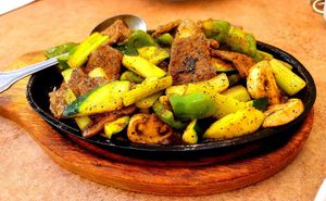 Sizzling Beef & Mushroom (they bring it to you literally sizzling) at Veggie Lee in Hayward