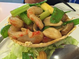 Prawns Pan-Fried Noodles at Veggie Lee in Hayward