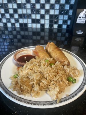 Portions are Generous Lunch/Dinner w/Spring Rolls 😛  at Veggie Lee in Hayward