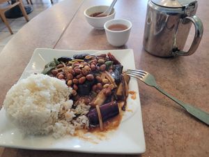 Eggplant lunch add nuts, off menu at Veggie Lee in Hayward