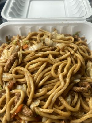 Take Away Order of the Vegan Pork Chowmein 😛 Super Tasty and Not Too Salty, Super Recommend! 🌱  at Veggie Lee in Hayward
