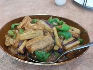 Eggplant tofu at Veggie Lee in Hayward