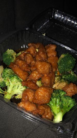 Vegan orange chicken is to die for!!!  at Veggie Lee in Hayward