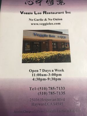 Hours and address  at Veggie Lee in Hayward