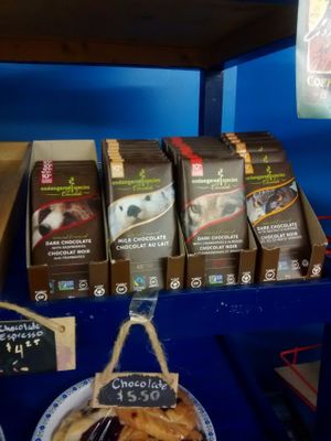 Endangered species chocolate at Village Bakery and Deli in Haines Junction