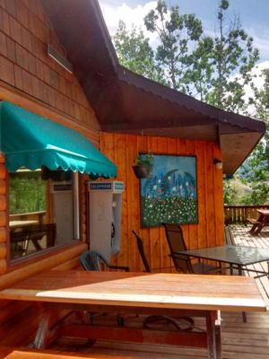 Outside at Village Bakery and Deli in Haines Junction