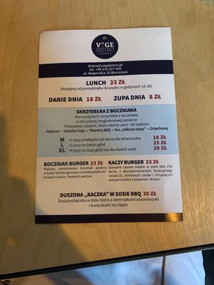menu at Vege Bistro - Polish Vegan Food in Warsaw