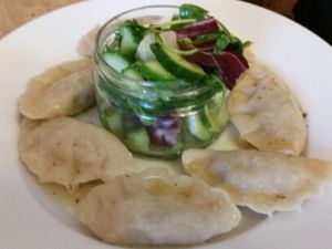 lunch dumplings at Vege Bistro - Polish Vegan Food in Warsaw