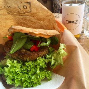 gf Quinoa burger! delicious :)  at Vege Bistro - Polish Vegan Food in Warsaw