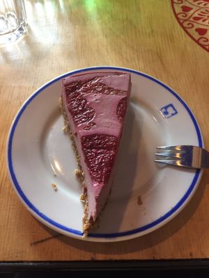 raspberry cheesecake at Vege Bistro - Polish Vegan Food in Warsaw