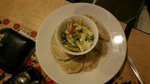 a variety of polish pirogi at Vege Bistro - Polish Vegan Food in Warsaw