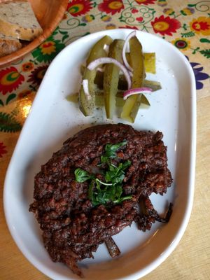 is this a sausage? they say it is. at Vege Bistro - Polish Vegan Food in Warsaw