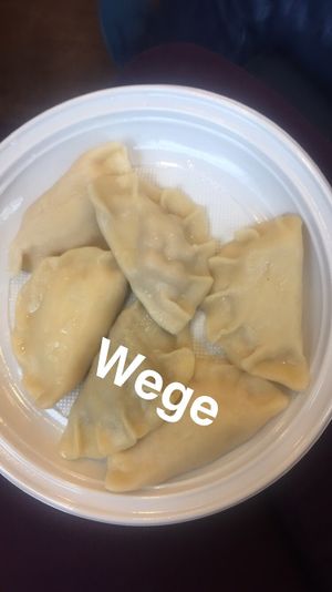 a few different pierogies  at Vege Bistro - Polish Vegan Food in Warsaw