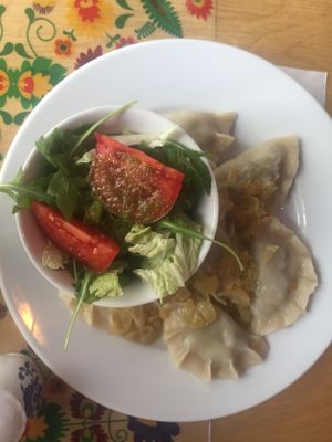 pierogies with broad beans at Vege Bistro - Polish Vegan Food in Warsaw
