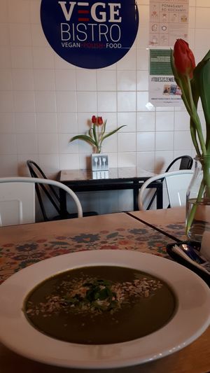 Spinach cream soup at Vege Bistro - Polish Vegan Food in Warsaw