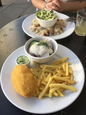 De Volaille and very delicious Pierogi  at Vege Bistro - Polish Vegan Food in Warsaw