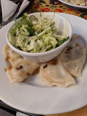 A mix of savory pierogis. at Vege Bistro - Polish Vegan Food in Warsaw