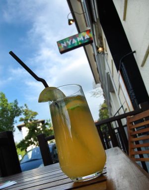 Nyama's lemonade with herbs (they offer ginger, mint or basil lemonade). at Nyama in Ljubljana