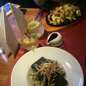 Tofu with Nori (delicious!) and roasted potatoes  at Nyama in Ljubljana