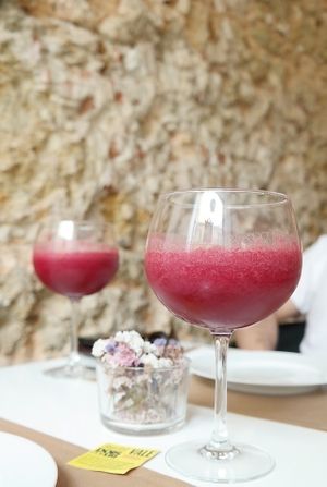 Pear and Beet juice  at Pachamama in Lisbon