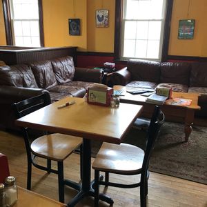 Seating at Flexit Cafe and Bakery in Ellsworth