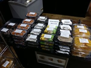 Indian sweets (vegans should check for dairy; ghee, milk powder, etc.) at Bhel Puri House in Reading