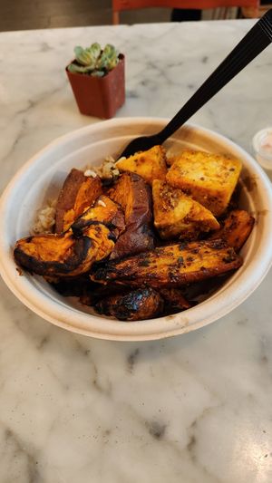 Brown rice, sweet potato, carrots, tofu at DIG - Midtown East in New York City