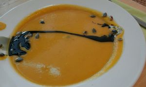 pumpkin soup at Veg at Table in Luebeck