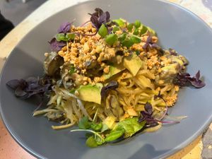 Green Papaya Salad with Mushrooms   at Raw Co. Juicery and Food in Escazu
