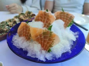 Vegetarian salmon at Huā Kāi SùShí 花开素食 - Dongcheng in Beijing