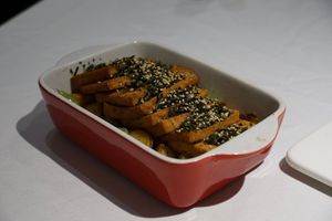 Seaweed tofu with roast potatoes (SO GOOD) at Huā Kāi SùShí 花开素食 - Dongcheng in Beijing