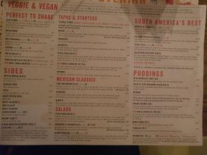 Vegetarian and vegan menu at Las Iguanas in Glasgow